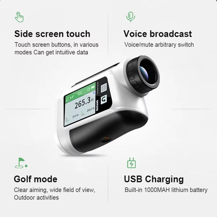 Golf Range Finder with Telescope, USB Rechargeable, Touch Screen LCD Display, Laser Distance Speed Meter with English Voice,