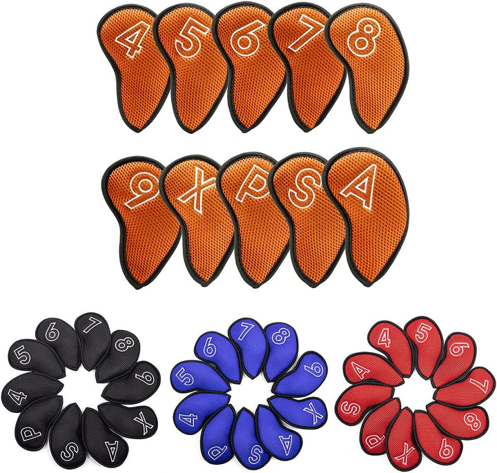 Lightweight Golf Club Covers Headcovers, 10Pcs/Pack - Meshy and Foam Made for Oversized Standard, and Small Size, Three Colors