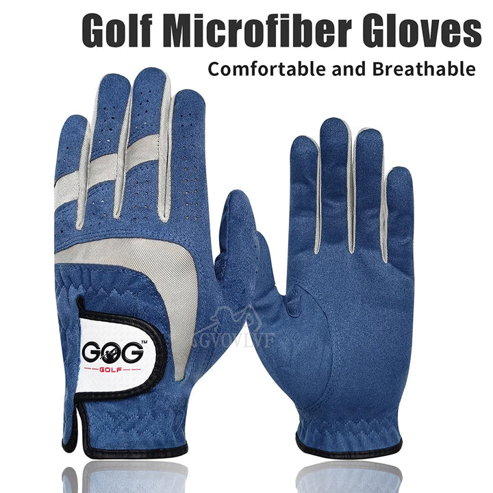 Men's GOLF GLOVE Micro Fiber Soft, Blue & Gray Anti-Skidding Non-Slip, Breathable Golf Glove multiple sizes and both left and right hand available