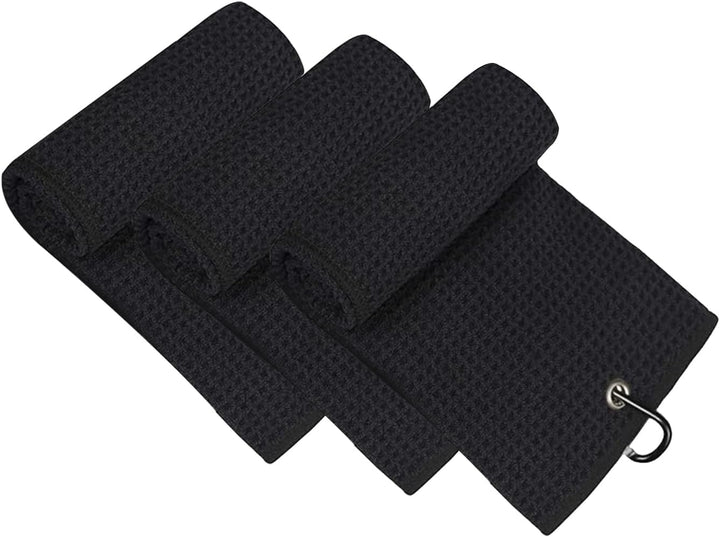 Golf Towel, 3 Pack Microfiber Golf Towels (16"X16") Blue, Black and Gray