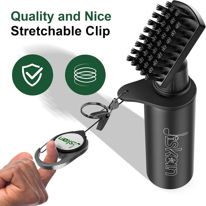 Pro Golf Club Brush Cleaner with Retainer Clip and Squeeze Water Bottle 7.5 Inches Holds 4 Ounces of Water, Essentials Golf Accessories for Men, Best Golf Gifts for Men