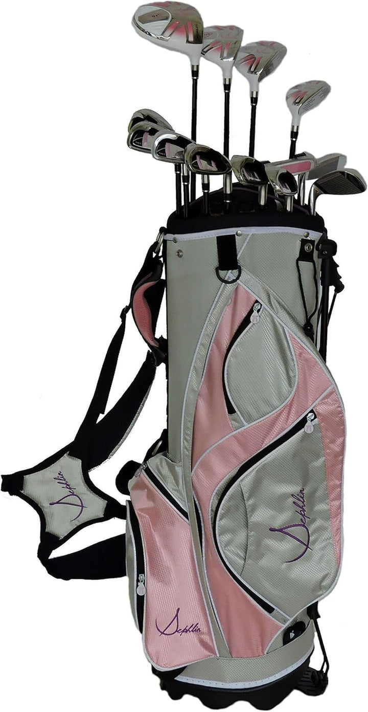 Signature Womens Pink 13 Pieces Golf Clubs and Golf Bag, Right-Hand, 1 Titanium Driver, 2 Fairway, 1 Hybrids, 6 Irons 1 Pitching Wedge 1 Sand Wedge, 1 Putter