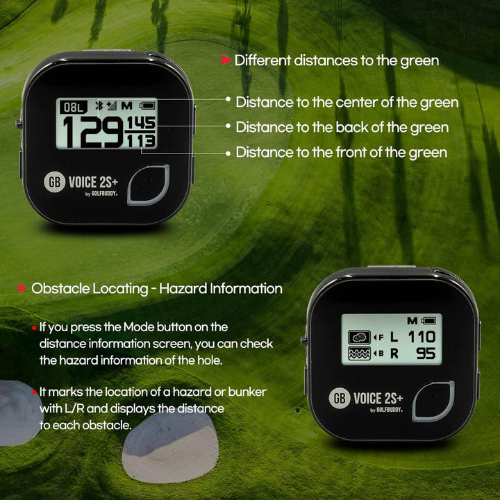 Voice 2 Talking GPS Rangefinder (Bundle), Long Lasting Battery Golf Distance Range Finder & Silicon Strap Wristband