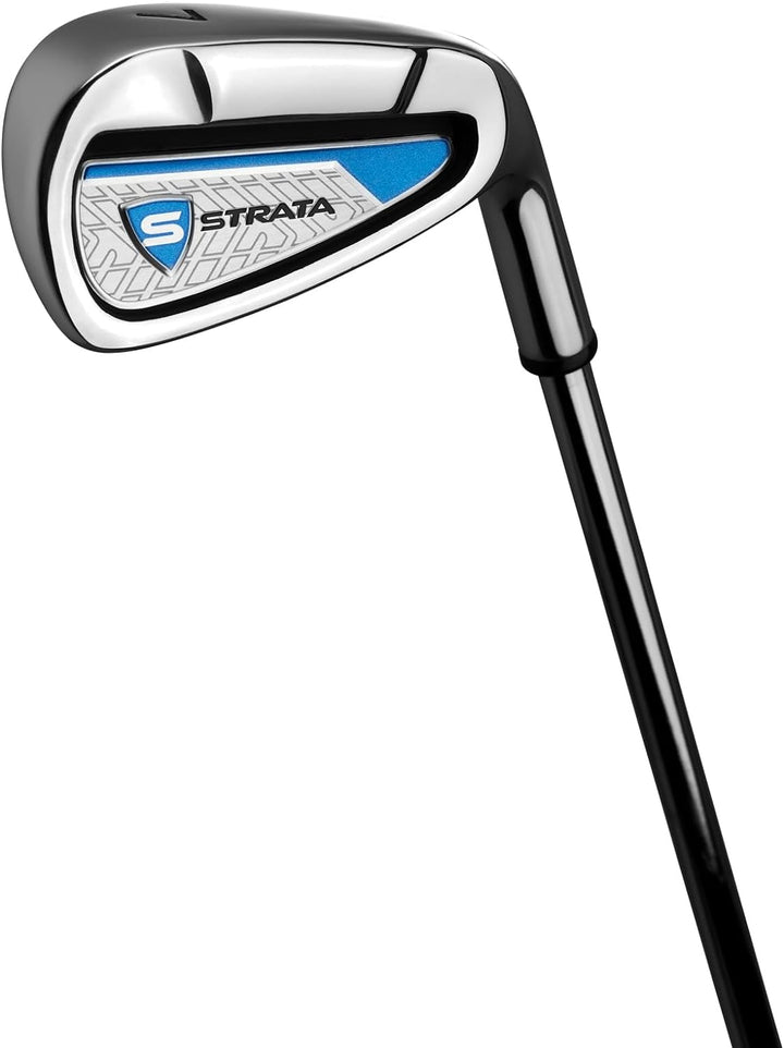 Golf Clubs Men’s Strata Complete Set- Blue, Both Left and Right-Handed, Includes, one Driver, #3 Wood, #5 Hybrid, #6-9 Irons, Pitching Wedge, & Putter, All Made of Steel.  Includes Bag Stand with Multi Pockets, & two Head Covers