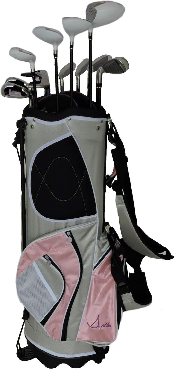 Signature Womens Pink 13 Pieces Golf Clubs and Golf Bag, Right-Hand, 1 Titanium Driver, 2 Fairway, 1 Hybrids, 6 Irons 1 Pitching Wedge 1 Sand Wedge, 1 Putter