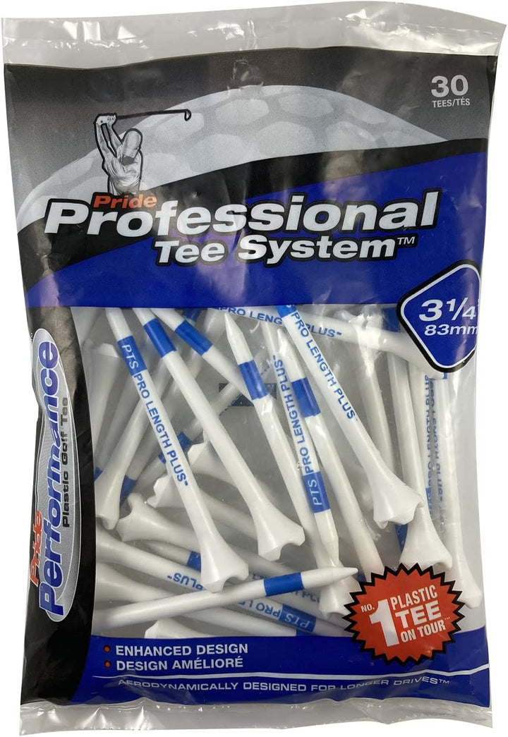 Plastic Golf Tees, Professional Tee System, 3-1/4 Inch - 30 Count (Blue),Ev31430 White